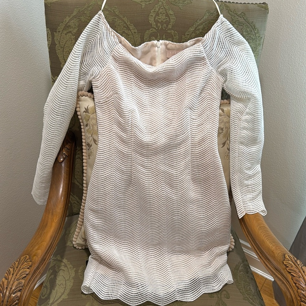 Keepsake Think Twice Long Sleeve Lace Dress - Ivory - Sz S